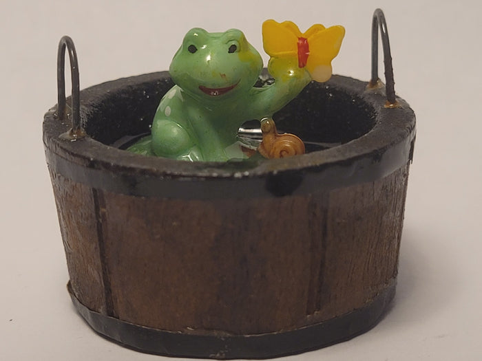 Frog with Butterfly and Snail in Bucket