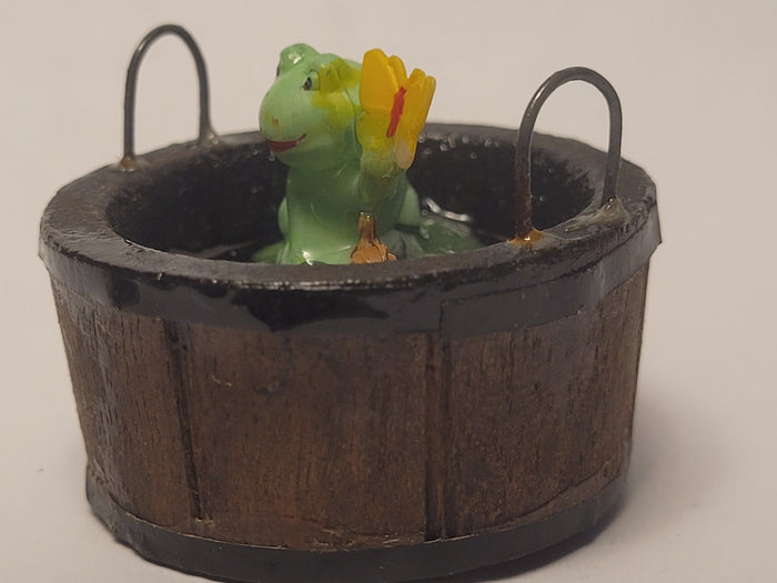 Frog with Butterfly and Snail in Bucket