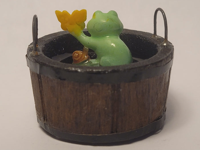 Frog with Butterfly and Snail in Bucket