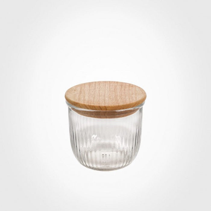 GLASS BOWL WITH WOODEN LID 470 ML 2175