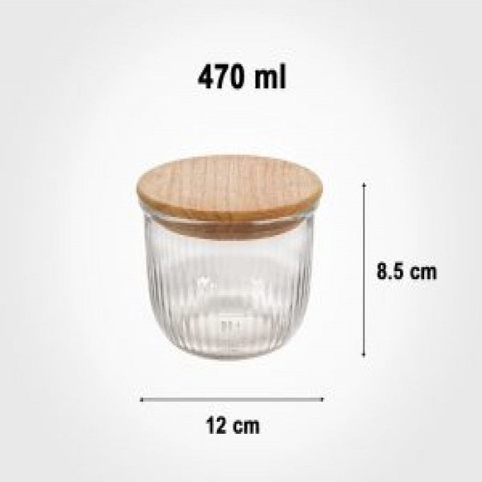 GLASS BOWL WITH WOODEN LID 470 ML 2175