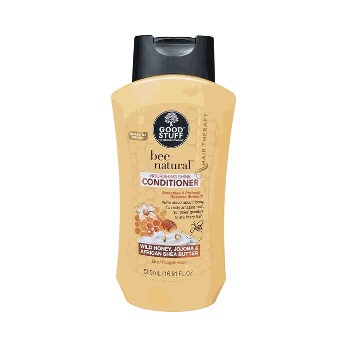 Good Stuff Bee Natural Nourishing Shine Conditioner 500ml bottle with honey, jojoba oil, and shea butter for soft, shiny hair