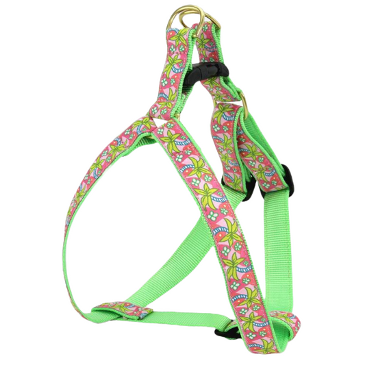 PINK-PALMS-DOG-HARNESS
