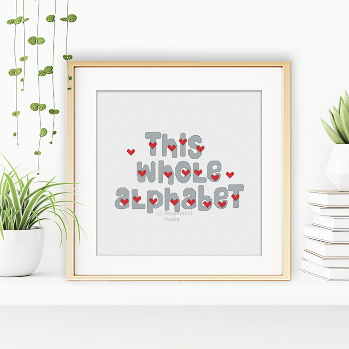 Heart Font Cross Stitch Font by Peppermint Purple