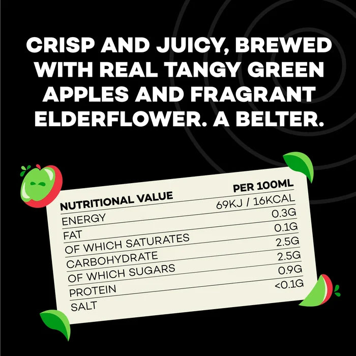 HIP POP Apple & Elderflower Kombucha 330ml