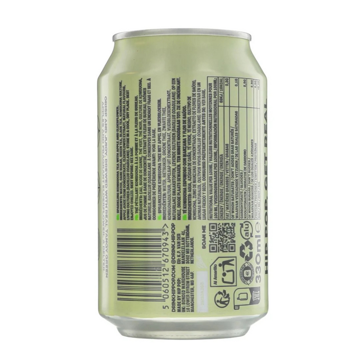 HIP POP Apple & Elderflower Kombucha 330ml
