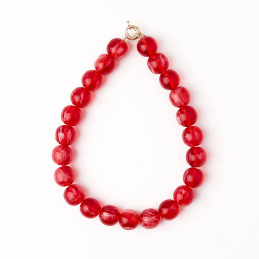 Iris Large Resin Bead Necklace Red