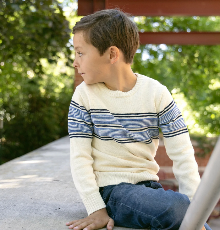 Ivory/Blue Stripe Sweater