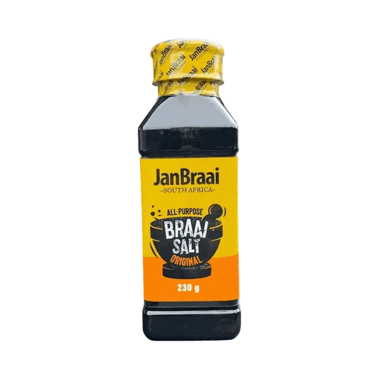 Jan Braai Braai Salt 230g shaker bottle for authentic South African braai seasoning