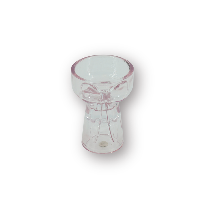 Kaarshouder - Kandelaar en Waxinelichthouder Strik - Glas - Roze - 7,5x9,5 cm