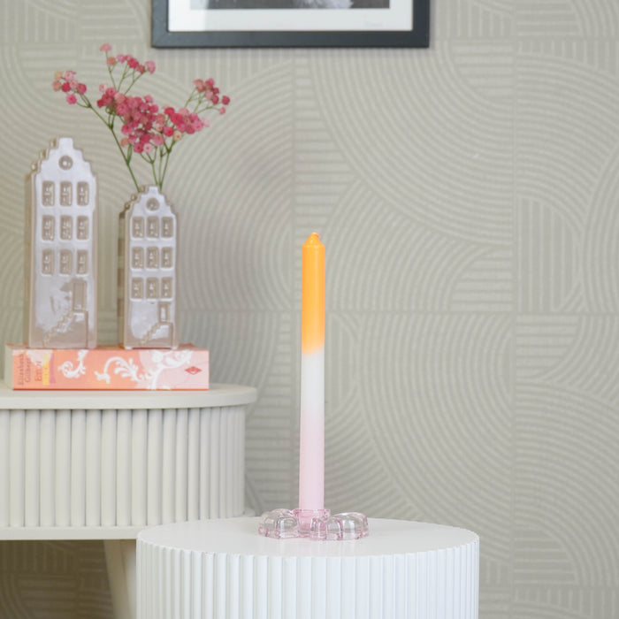 Kaarshouder - Kandelaar Strik - Glas - Roze - 9,5x6,5x2,5 cm