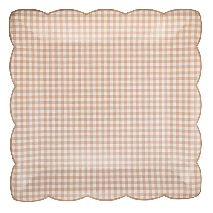Light Brown Gingham Paper Plate