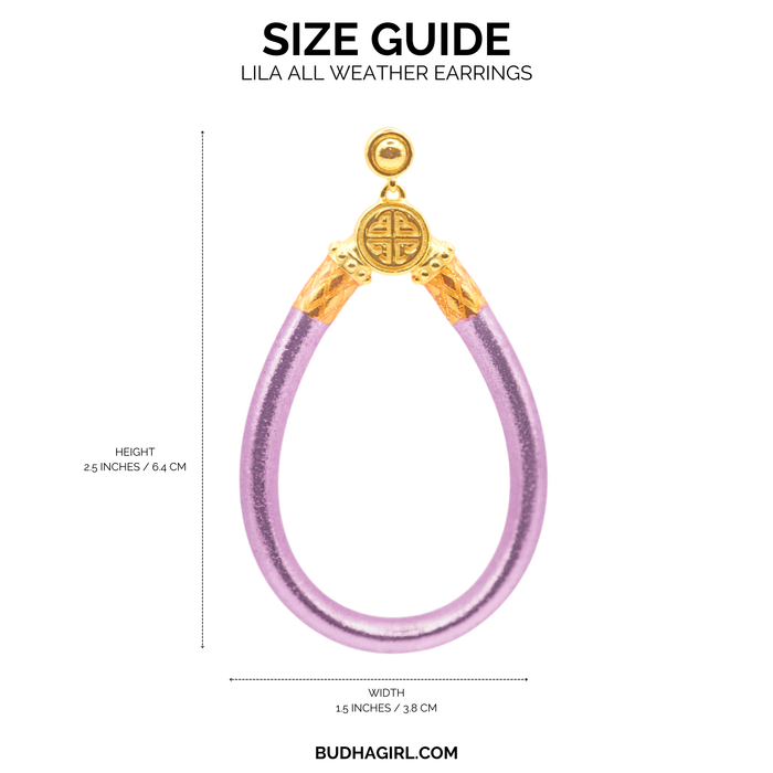 a purple and gold hoop earrings