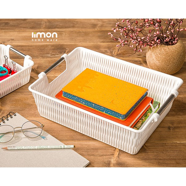 Limon Bamboo Basket With Steel Handle Medium Size Product Code : 1384