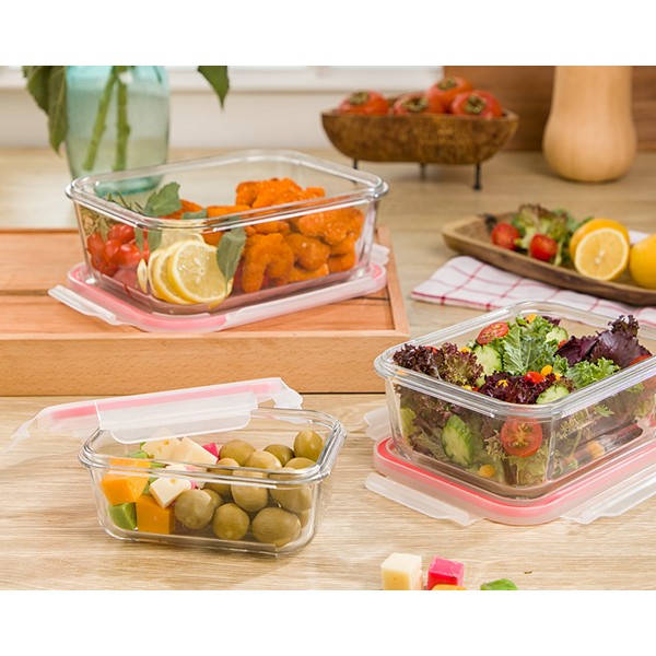 Limon Glass Container 3 Pcs Set With Plastic Lid Product Code : 1806
