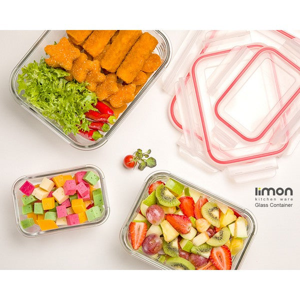 Limon Glass Container 3 Pcs Set With Plastic Lid Product Code : 1806