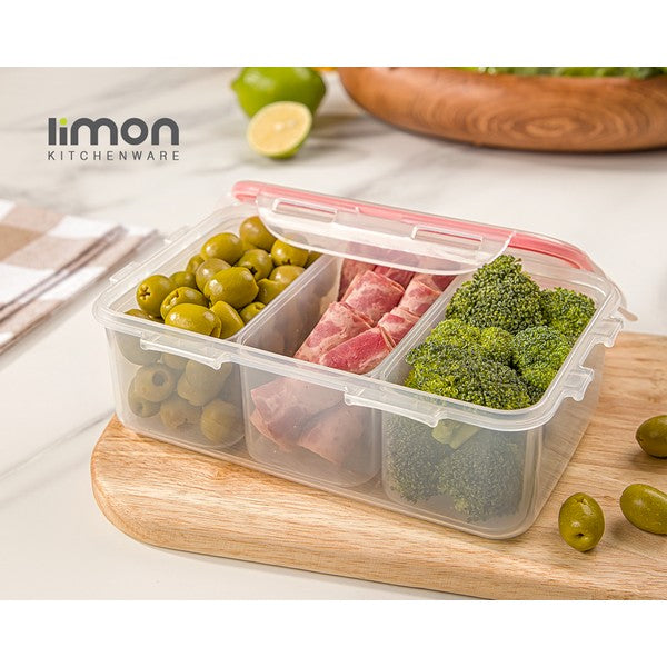 Limon Plastic Food Container 3 Section Box Product Code:77435