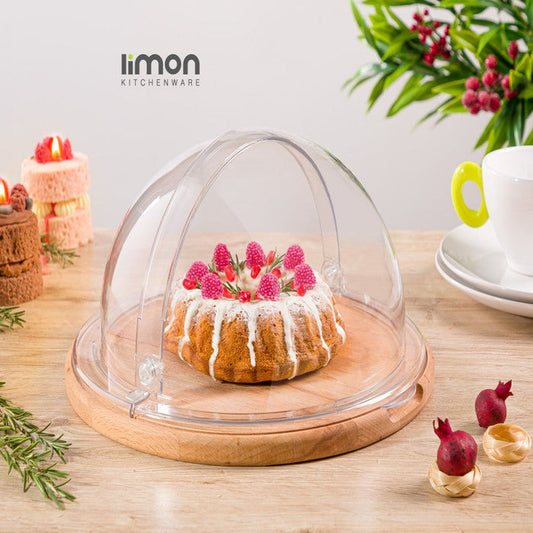 LIMON ROLL TOP SERVING TRAY WITH WOODEN BASE 2179