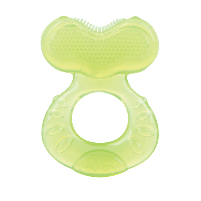 The Little Hands Soothing Teether Set (3 Pack) includes translucent green teethers with textured, butterfly-shaped tops and large circular handles for easy grip, offering soothing relief for babies.