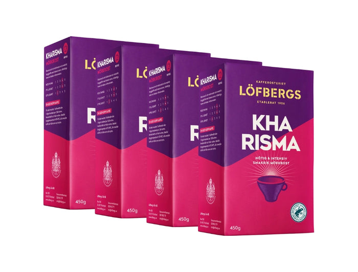 Löfbergs Kharisma Ground Coffee 4 × 450g (4 × 15.87 oz) – Authentic Swedish Dark Roast 100% Arabica Coffee
