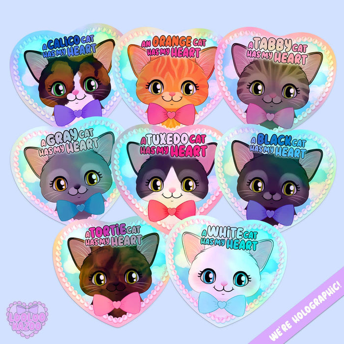 LooLooKazoo Cat Lover Holographic Vinyl Stickers