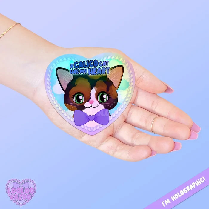 LooLooKazoo Cat Lover Holographic Vinyl Stickers