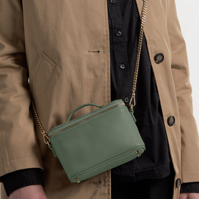 Maddie Micro Train Case Crossbody Moss
