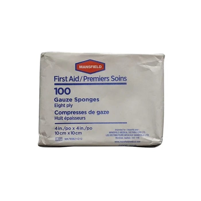 Mansfield: First Aid Non-Sterile Gauze Pads 8 Ply 100 Pack