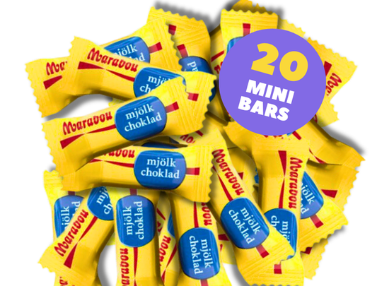 Marabou Mjölkchoklad Mini 20 × 10g (20 × 0.35 oz) – Individually Wrapped Authentic Swedish Milk Chocolate