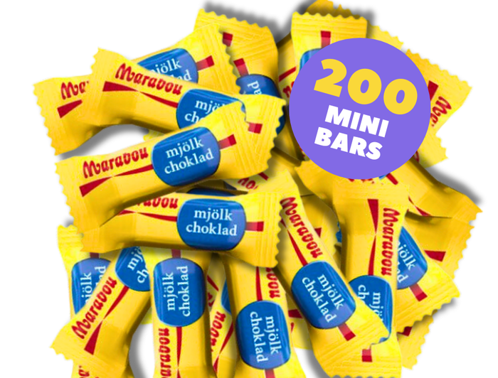 Marabou Mjölkchoklad Mini 200 × 10g (200 × 0.35 oz) – Individually Wrapped Authentic Swedish Milk Chocolate