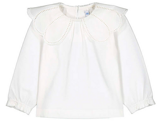 Mayoral Shirt with Scallop Collar in Natural