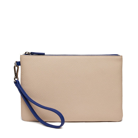 Medium Wristlet Pouch Sand/Regatta Blue