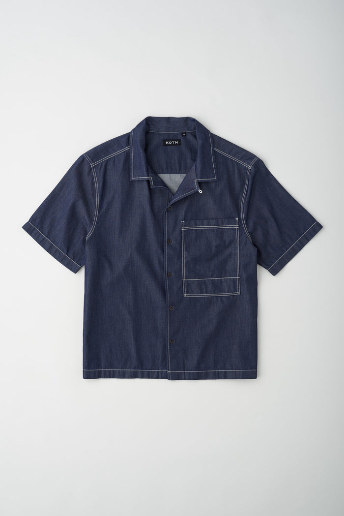 Men's Chambray Camp Shirt in Rinse