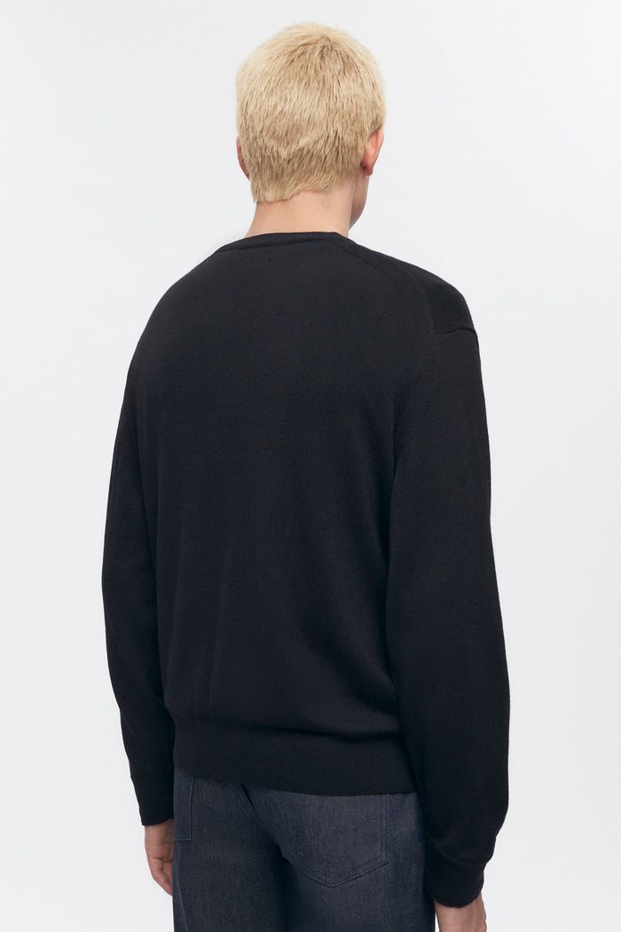 Men's Fine Merino Crewneck Sweater in Black