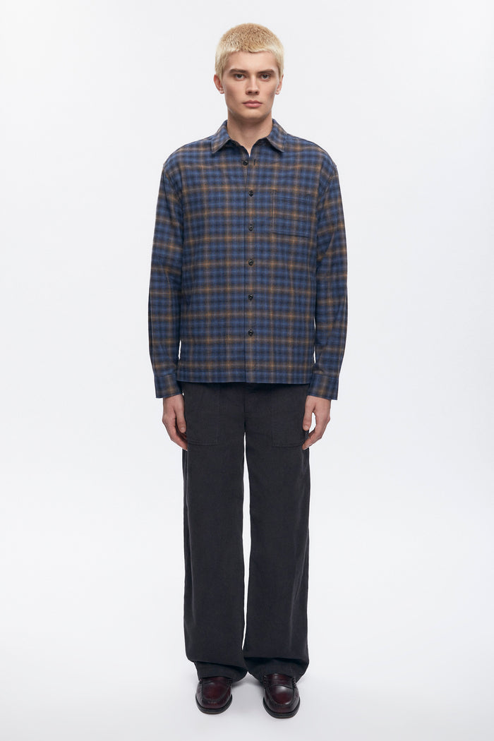 Men's Flannel Shirt in Blue Plaid