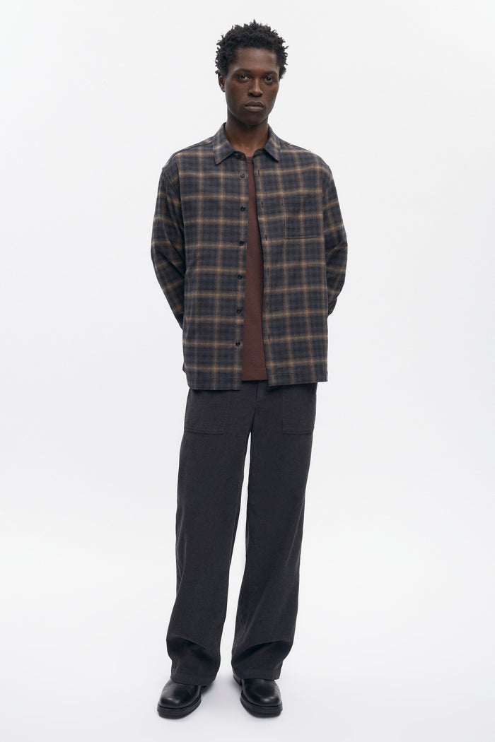 Men's Flannel Shirt in Brown Plaid