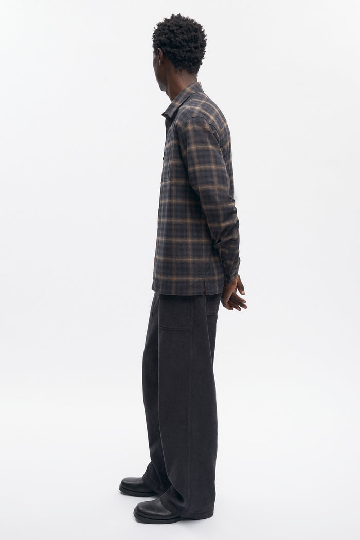 Men's Flannel Shirt in Brown Plaid