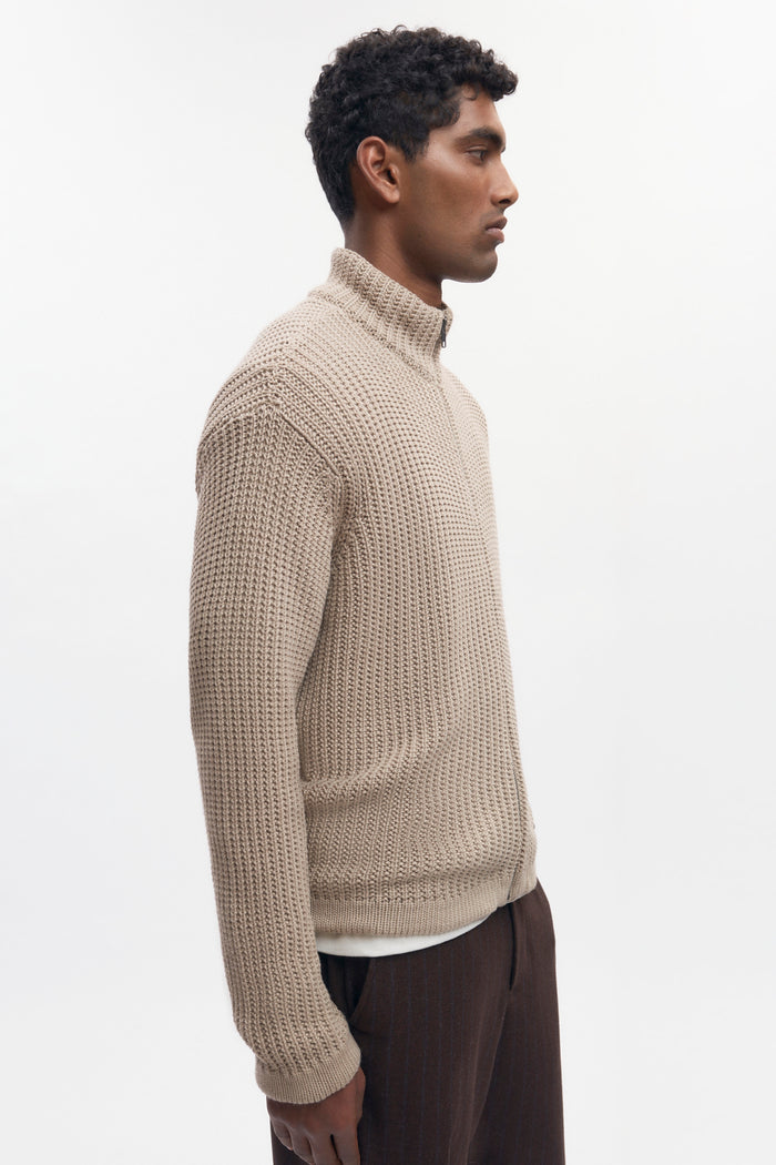 Men's Hadi Zip Sweater in Oat