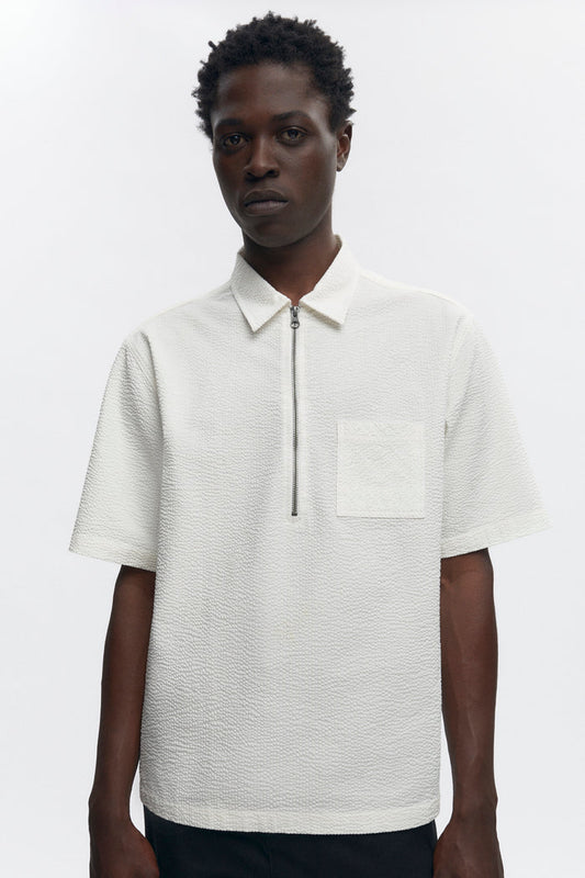 Men's Half Zip Shirt in Marshmallow