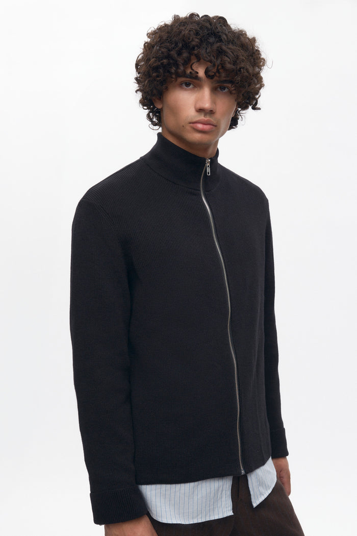 Men's Lightweight Zip Sweater in Black