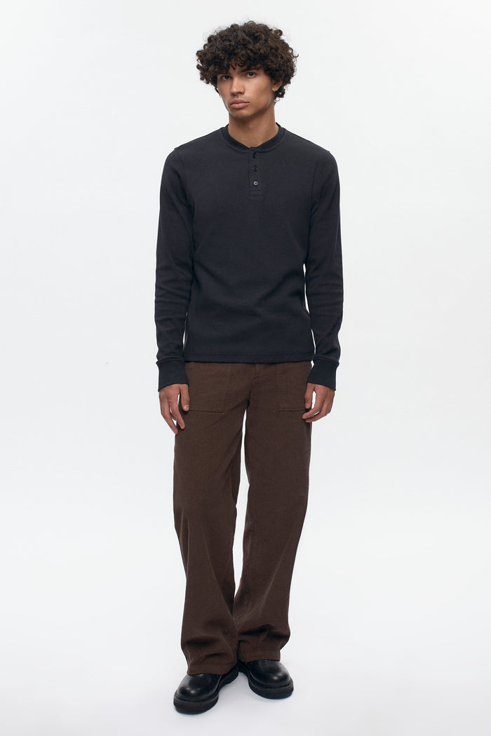 Men's Rib Henley in Black