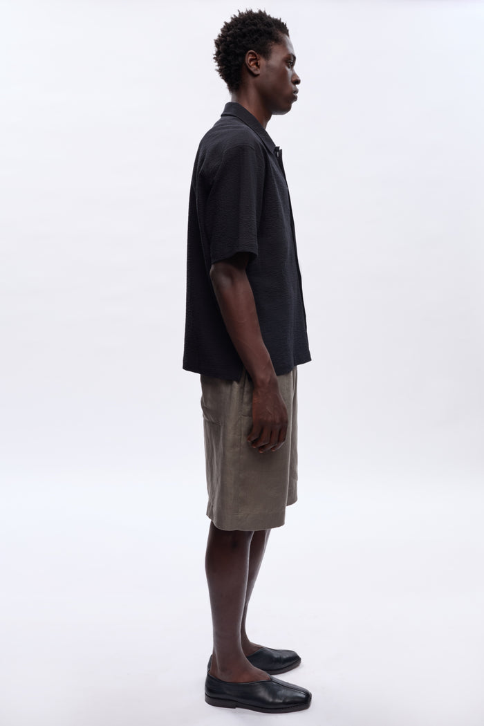 Men's Seersucker Shirt in Black