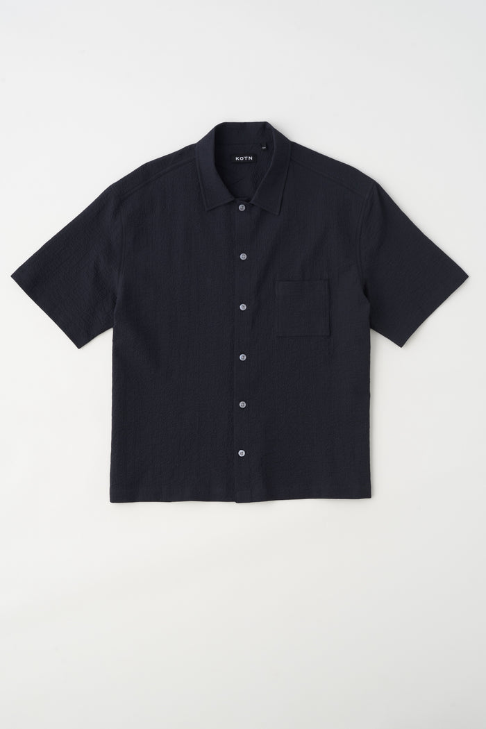 Men's Seersucker Shirt in Black