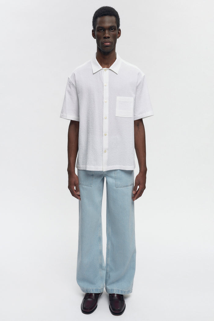 Men's Seersucker Shirt in White