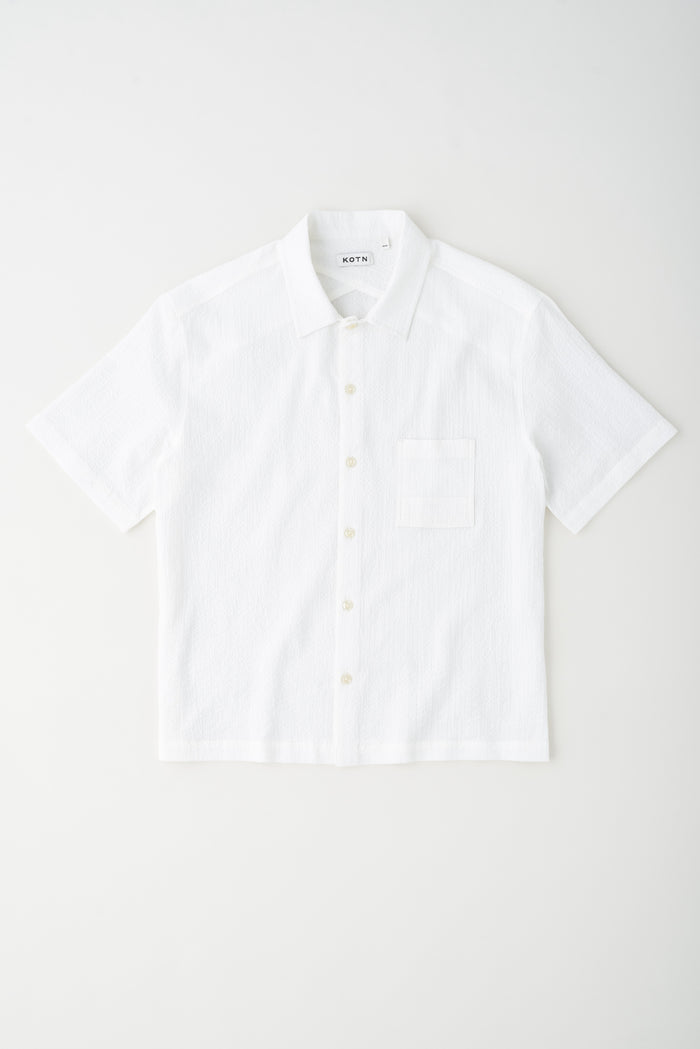 Men's Seersucker Shirt in White