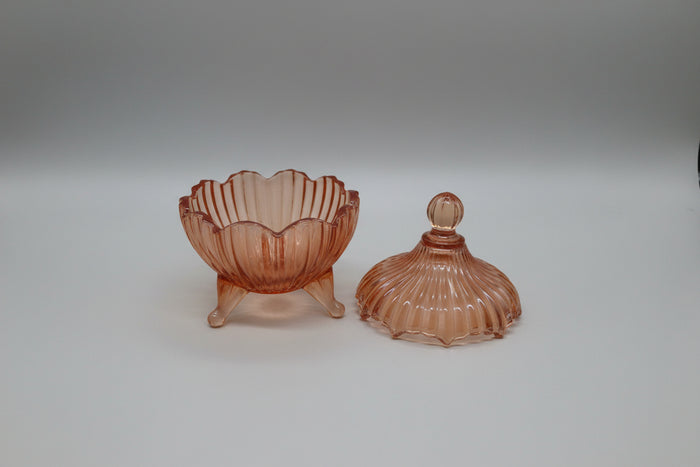 Mid-Century Pink Lidded Candy Dish