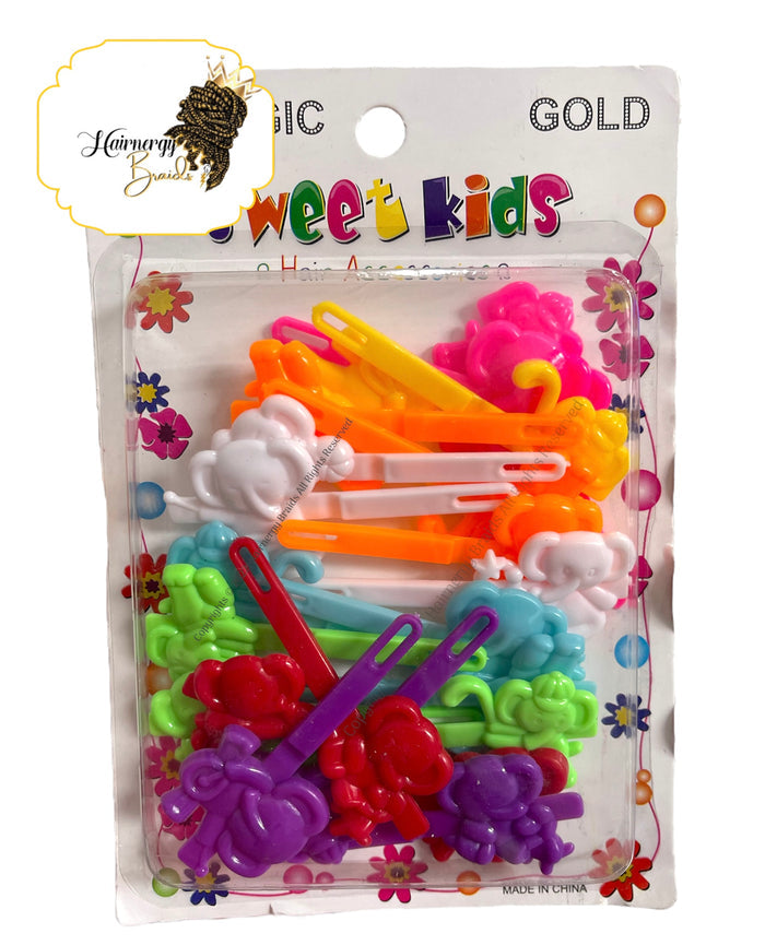 Mixed Colors Assorted Plastic Hair Barrette Bear Shaped Hair Clips