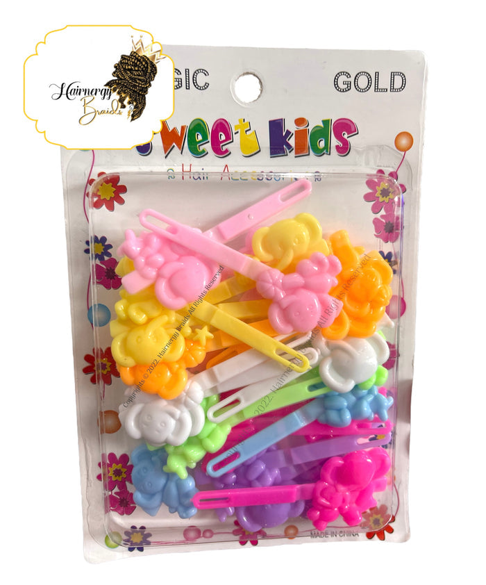 Mixed Colors Assorted Plastic Hair Barrette Bear Shaped Hair Clips