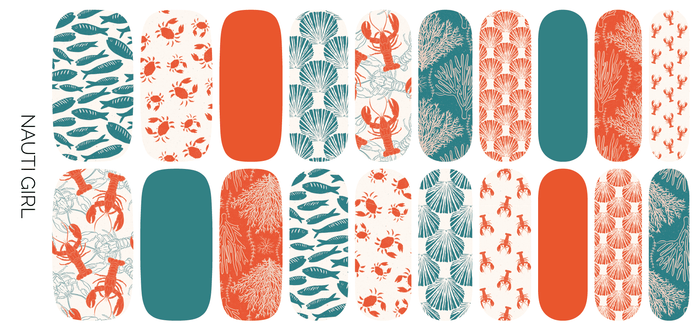 Nauti Girl | Nautical Sea Shell & Crab Summer Nail Wrap Set - Olita Gifts & Goods