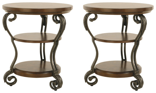 Nestor T517 Medium Brown Chairside 2-Piece End Table Set
